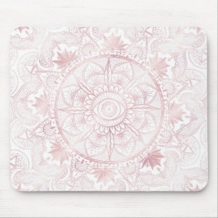 Alfombrilla De Ratón Elegante White Rose Gold Oye Sun Moon Mandala
