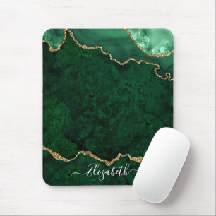Alfombrilla De Ratón Elegante y moderno Marble Geode Oro Verde