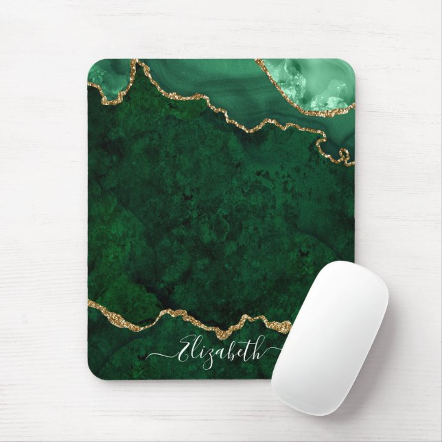 Alfombrilla De Ratón Elegante y moderno Marble Geode Oro Verde (Con ratón)