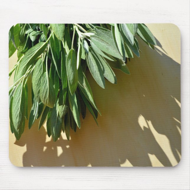 Alfombrilla De Ratón Elegantes hierbas botánicas verdes dejan sabio (Frente)