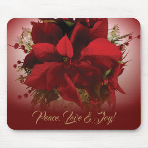 Alfombrilla De Ratón Elegantes Navidades rojos y dorados Poinsettia