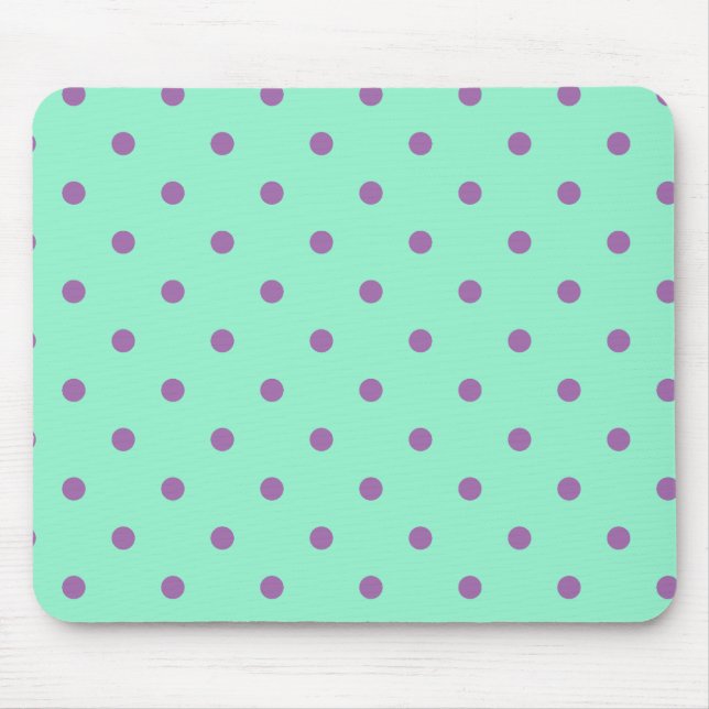 Alfombrilla De Ratón elegantes puntos de polka de menta púrpura (Frente)
