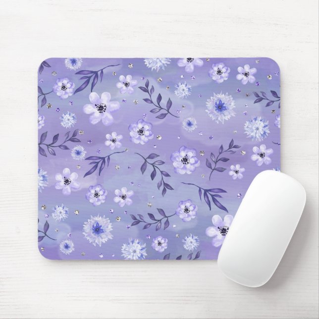 Alfombrilla De Ratón Elegantes tonos de Mousepad morado floral (Con ratón)