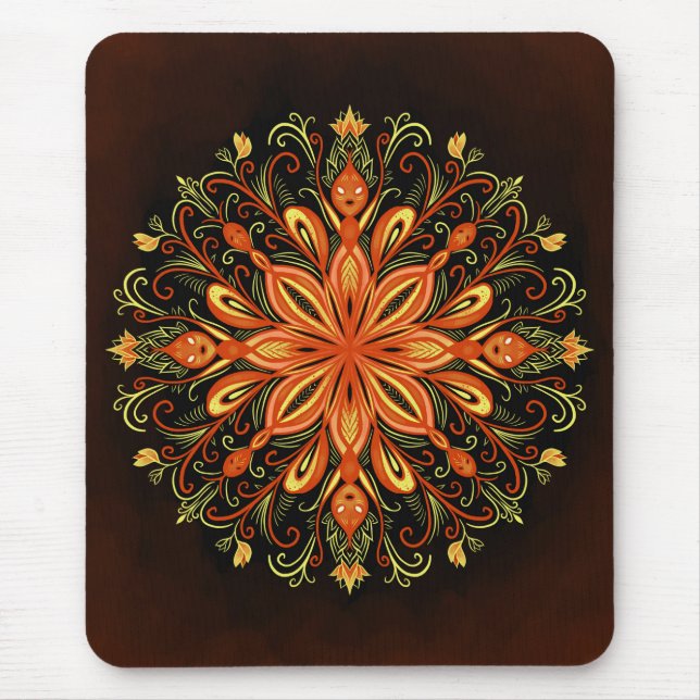 Alfombrilla De Ratón Elemento de fuego Flame Mandala (Frente)