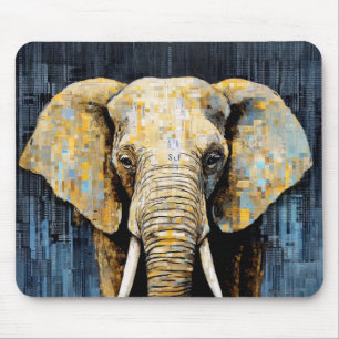 Alfombrilla De Ratón Elephant Animal Art Decó Paint Mosaic