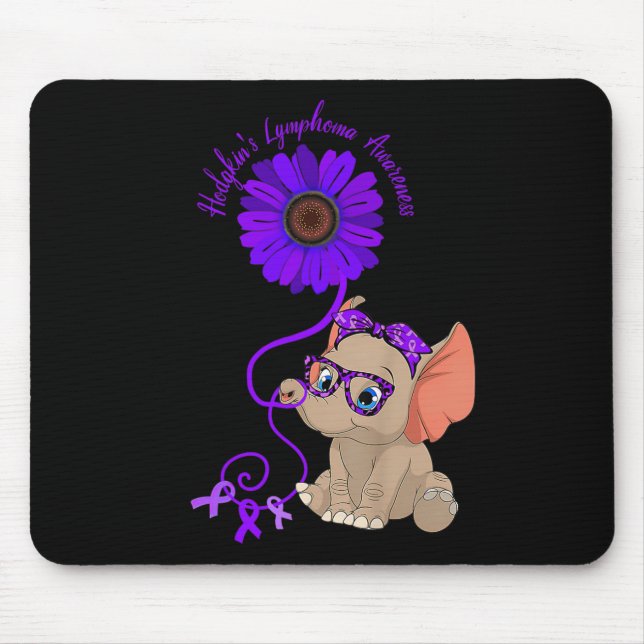 Alfombrilla De Ratón Elephant Hydrocephalus Awareness Blue Ribbon Glass (Frente)