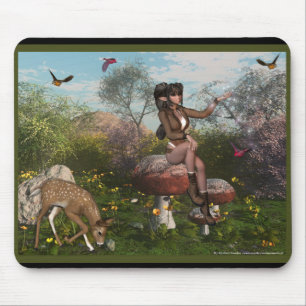 Alfombrilla De Ratón Elf con ciervo en Woods Fantasy Mousepad