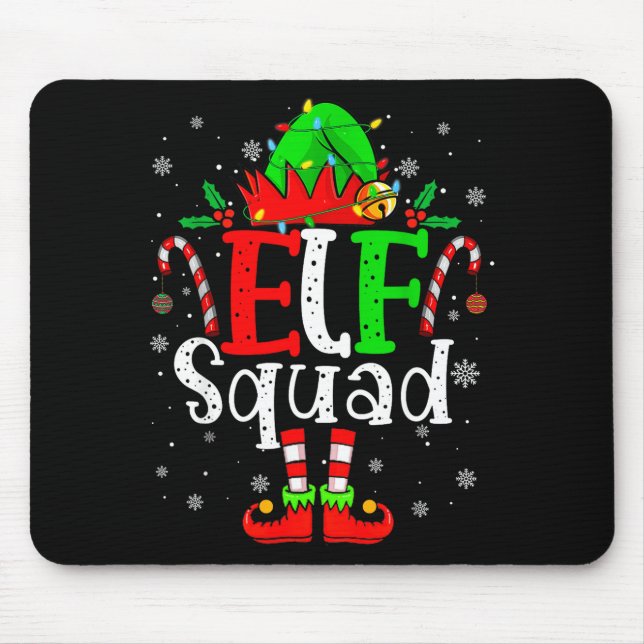 Alfombrilla De Ratón Elf Family Christmas Matching Pajamas Xmas Elf Squ (Frente)