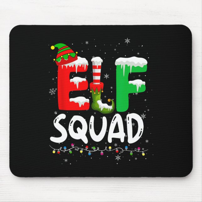 Alfombrilla De Ratón Elf Family Christmas Matching Pajamas Xmas Elf Squ (Frente)
