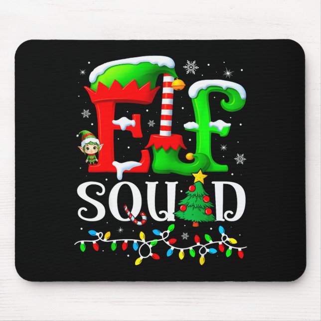 Alfombrilla De Ratón Elf Squad Christmas Family Matching Pajamas Elf Bo (Frente)