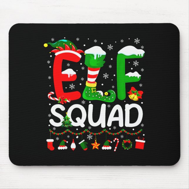 Alfombrilla De Ratón Elf Squad Christmas Family Matching Xmas Elf Pajam (Frente)