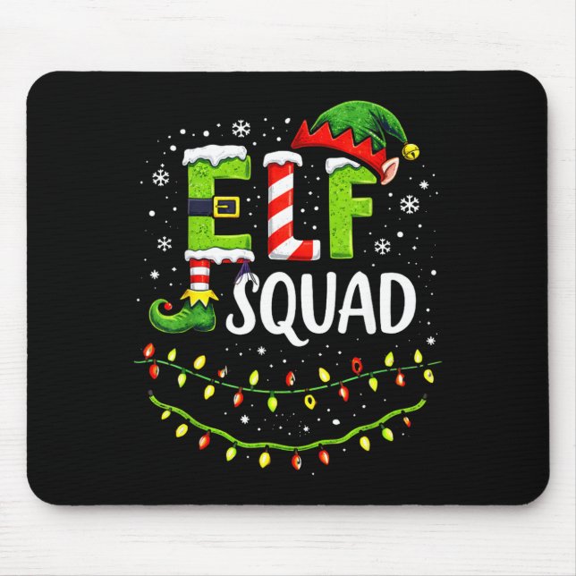 Alfombrilla De Ratón Elf Squad Christmas Lights Matching Holiday Crew  (Frente)