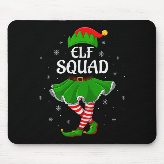 Alfombrilla De Ratón Elf Squad Christmas Matching Family Girls Women El (Frente)