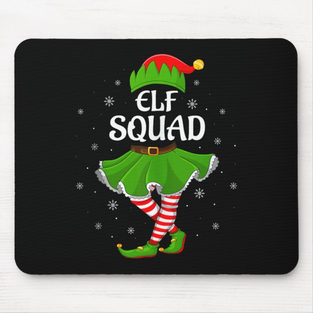Alfombrilla De Ratón Elf Squad Christmas Matching Family Girls Women El (Frente)
