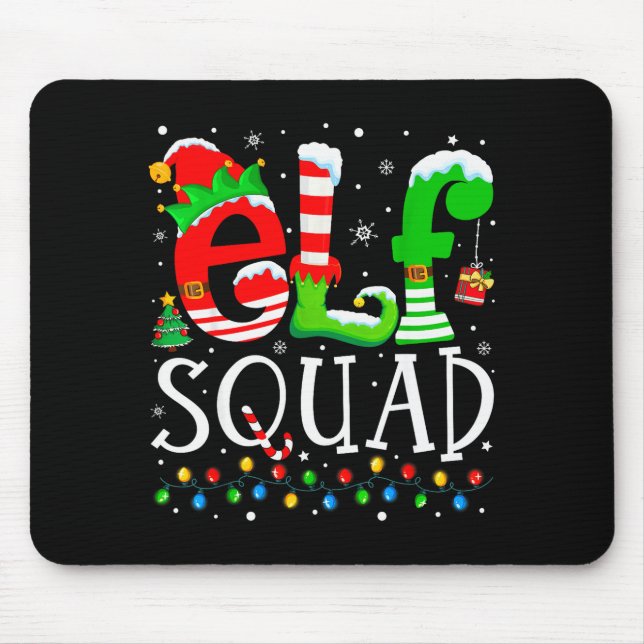 Alfombrilla De Ratón Elf Squad Funny Elf Family Christmas Matching Paja (Frente)