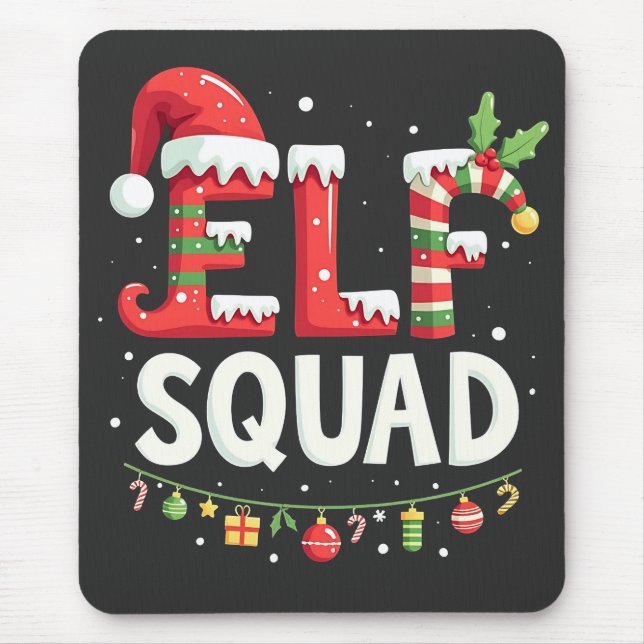Alfombrilla De Ratón Elf Squad Funny Matanza Navidades (Frente)