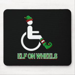 Alfombrilla De Ratón Elfo en Silla de Ruedas Humor Divertido de Navidad