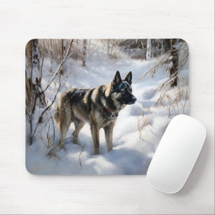 Alfombrilla De Ratón Elkhound noruego deja que nieve Navidades