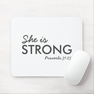 Alfombrilla De Ratón Ella es fuerte   Proverbios 31:25 Fe cristiana