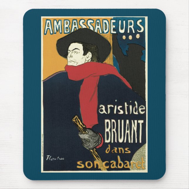 Alfombrilla De Ratón Embajadores, Artistide Bruant por Toulouse Lautrec (Frente)