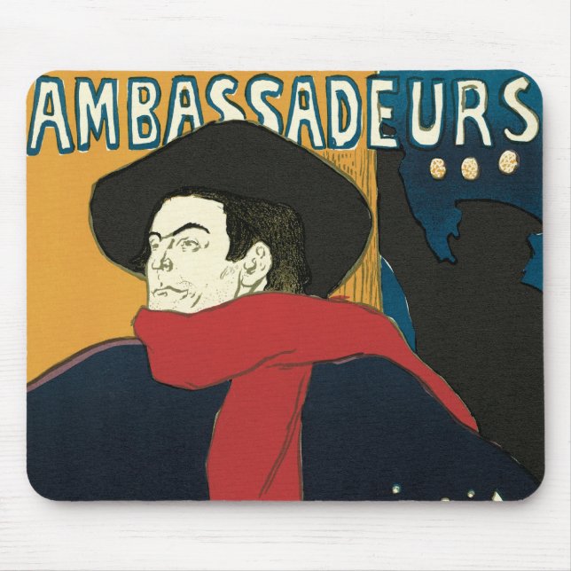 Alfombrilla De Ratón Embajadores, Artistide Bruant por Toulouse Lautrec (Frente)