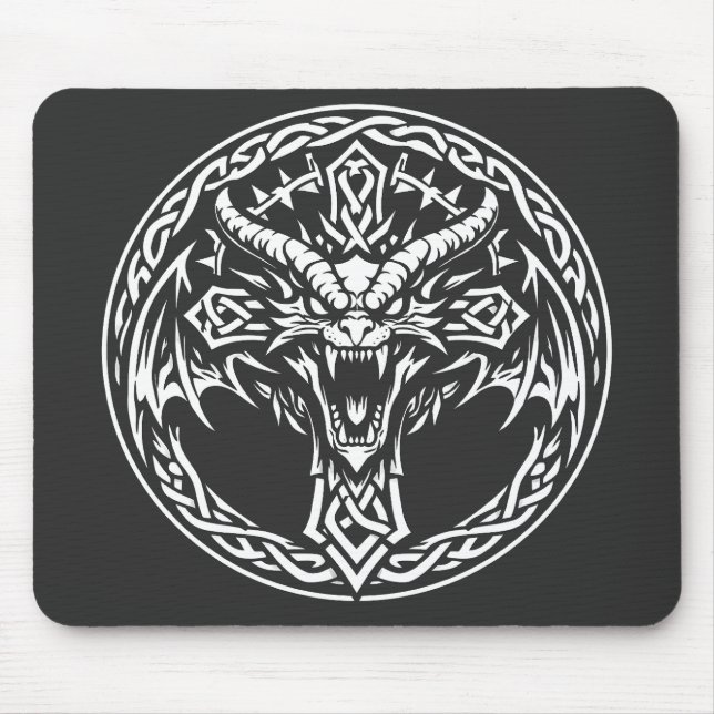 Alfombrilla De Ratón Emblema de Dragón Celta por BurnsInHell (Frente)