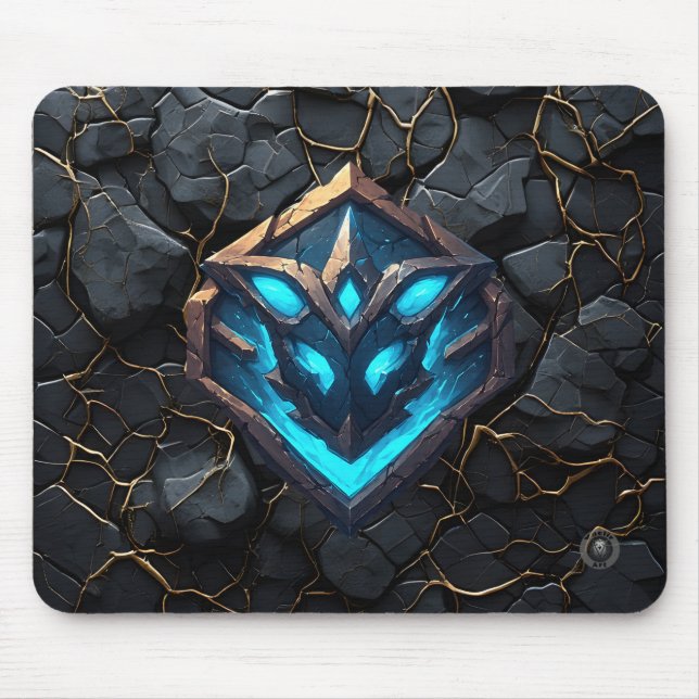 Alfombrilla De Ratón Emblema de la runa de escarcha azul (Frente)