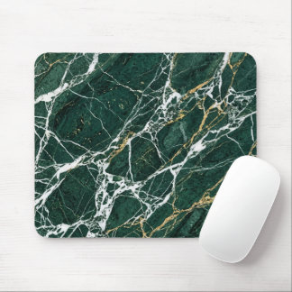 Alfombrilla De Ratón Emerald Green Marble Elegant Gold Veining Desk