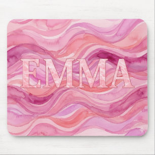 Alfombrilla De Ratón EMMA Rosa Personalizada Olas Acuarela