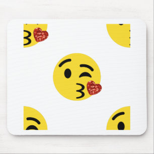 Alfombrilla De Ratón emoji de beso purpurina