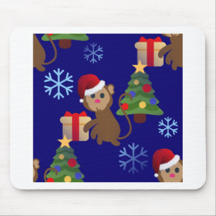 Alfombrilla De Ratón emoji de monos navidades santa