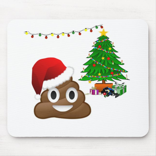 Alfombrilla De Ratón emoji de poo de navidades (Frente)