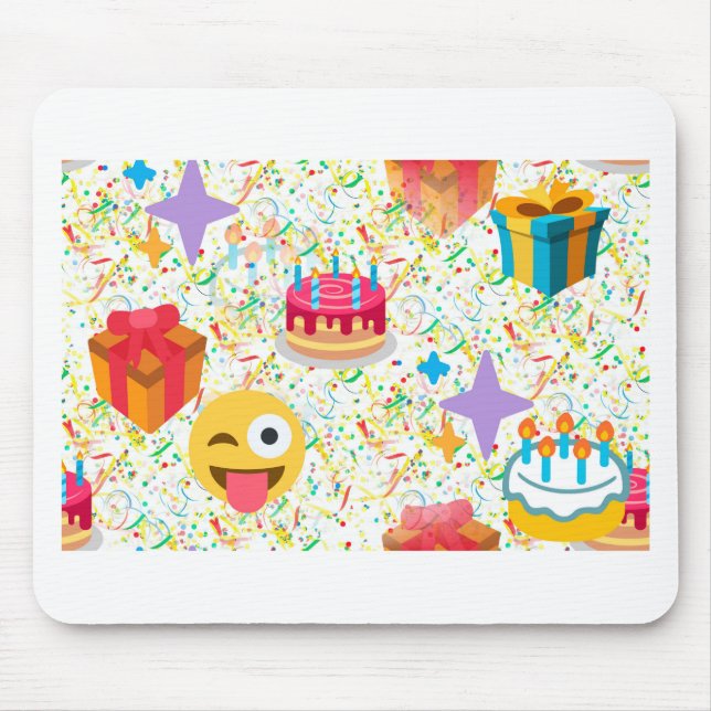 Alfombrilla De Ratón emoji feliz de cumpleaños (Frente)