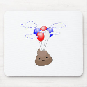 Alfombrilla De Ratón Emoji Poo Volando Con Globos