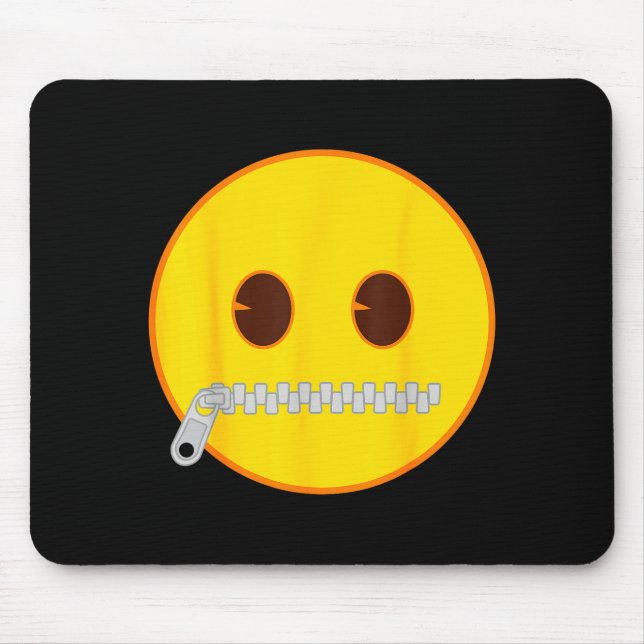 Alfombrilla De Ratón Emoji Zip Zipper Mouth Yellow Smile Face  (Frente)