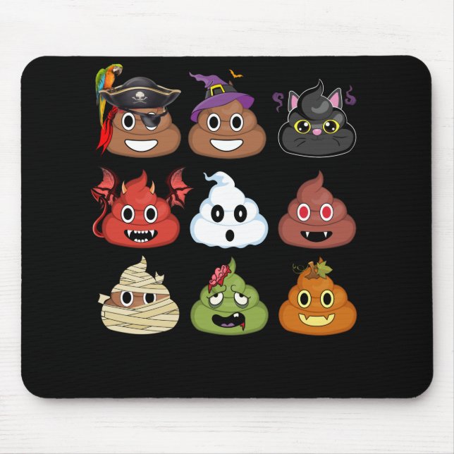 Alfombrilla De Ratón Emojis de halloween Poop enfrentan momia pirata de (Frente)