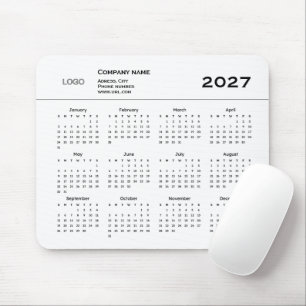 Alfombrilla De Ratón Empresa de logotipo simple 2027 url anual blanco