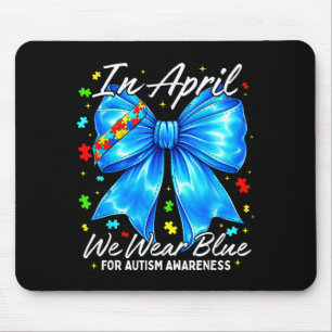 Alfombrilla De Ratón En abril usa azul coquette lazo de conciencia del 
