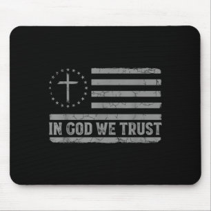Alfombrilla De Ratón En Dios Confiamos Cruz de Jesús Bandera de Usa Fe