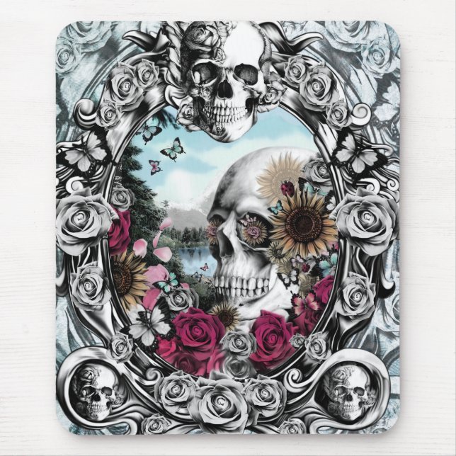 Alfombrilla De Ratón En el cráneo del paisaje espejo. (Frente)