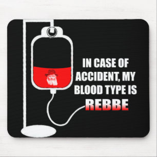 Alfombrilla De Ratón En Funda de Accidentes mi tipo de sangre es Rebbe