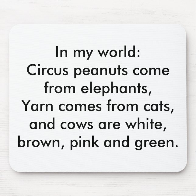 Alfombrilla De Ratón En mi mundo: Yarn viene de gatos... (Frente)