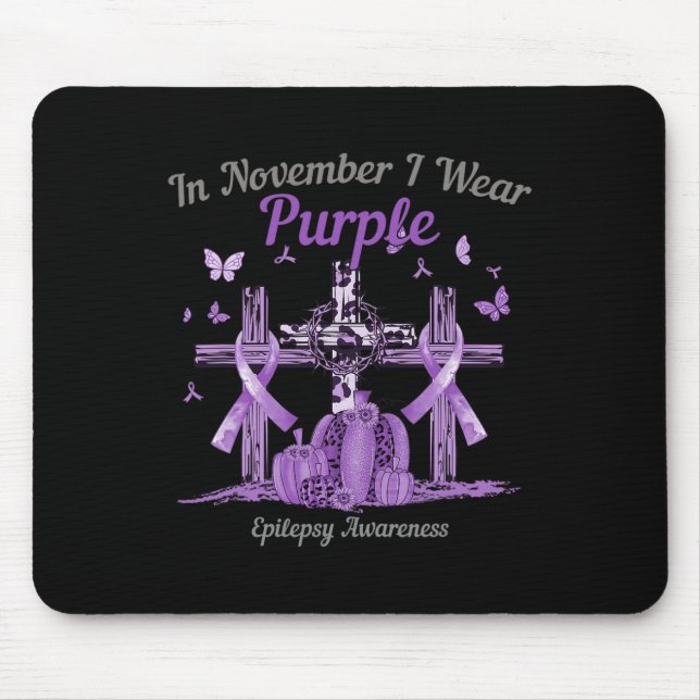 Alfombrilla De Ratón En Noviembre Llevo Epilepsia A De Calabaza Cruzada (Frente)