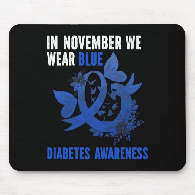 Alfombrilla De Ratón En Noviembre Usamos Diabetes Azules Conciencia Azu (Frente)