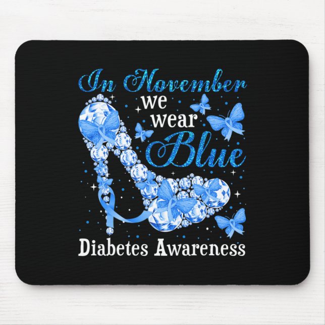 Alfombrilla De Ratón En Noviembre Usamos Mariposas Azules Para La Diabe (Frente)
