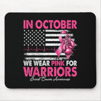 Alfombrilla De Ratón En octubre usa rosa por cáncer de mama de guerrero
