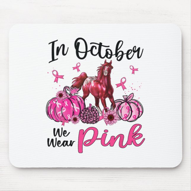 Alfombrilla De Ratón En Octubre Usamos Calabaza De Caballo Rosa Leopard (Frente)