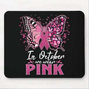 Alfombrilla De Ratón En Octubre Usamos Cáncer De Mama De Mariposa Rosa