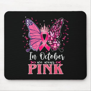 Alfombrilla De Ratón En Octubre Usamos Cáncer De Mama De Mariposa Rosa