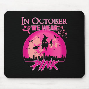 Alfombrilla De Ratón En Octubre Usamos Cinta Rosa Bruja Halloween Bre